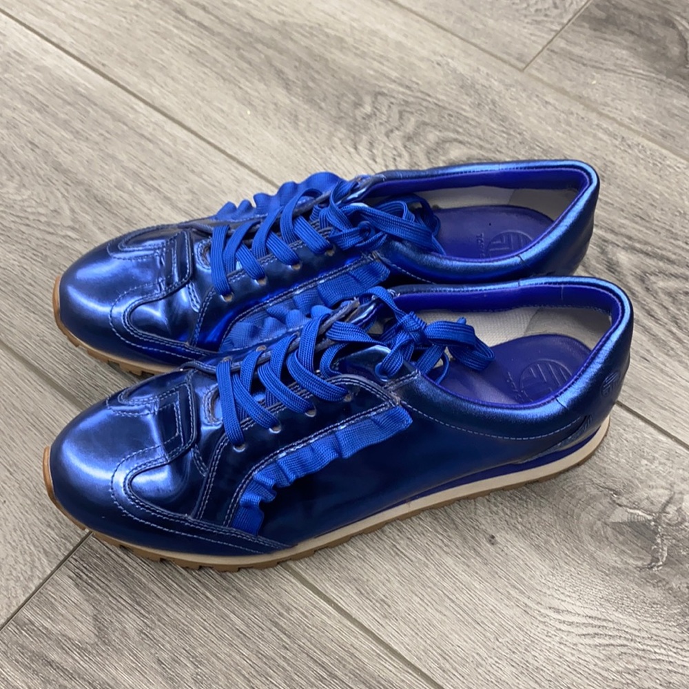 Tory Burch Metallic Blue Sneakers